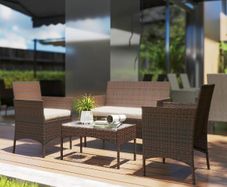 4 Piece Rattan Garden Sofa Set