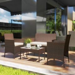 4 Piece Rattan Garden Sofa Set