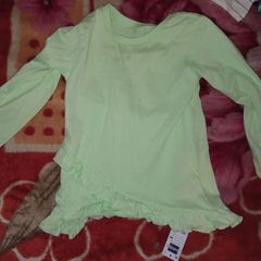Green little girls flare top