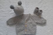 Handmade neutral baby cardy sets newborn and  0-3 months