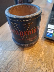 Seagrams Canadian Whiskey Leather Glass Holder