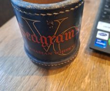 Seagrams Canadian Whiskey Leather Glass Holder