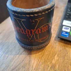 Seagrams Canadian Whiskey Leather Glass Holder