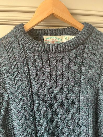 Aran Crafts Sweater Green/Petrol Blue