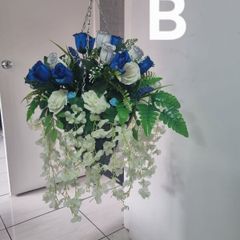 hanging basket blue