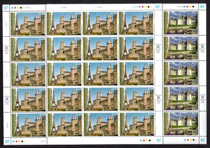 2006 United Nations Vienna Austria World Heritage - France Commemorative Stamps Sheet Mint Never Hinged (MNH)