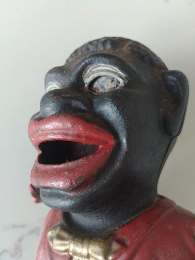 Piggy Bank Cast Iron Jolly Man negro Money Box