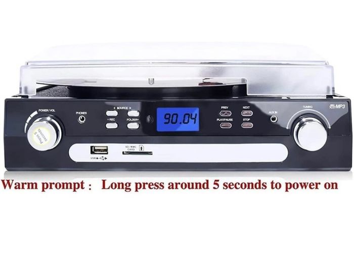 Vinyl Record Playe with Bluetooth and Stereo Speakers, Turntable for Vinyl to MP3 with Cassette Play, AM/FM Radio, Remote Control, USB/SD Encoding, 3.5mm Music Output Jack (FREE POSTAGE)