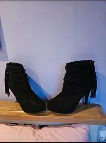Ladies suede high heel ankle boots