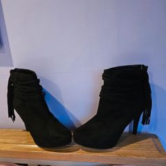 Ladies suede high heel ankle boots