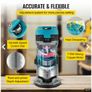 Electric Hand Trimmer Palm Router With Fixed Base And Plunge Base 710w Image 3
