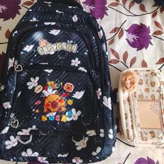girls schoolbag and pencil case