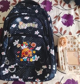 girls schoolbag and pencil case