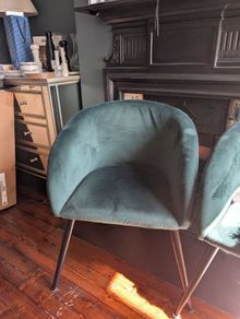4 x Green Velvet Dining Chairs