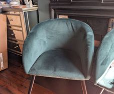 4 x Green Velvet Dining Chairs