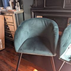 4 x Green Velvet Dining Chairs