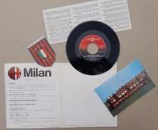 AC MILAN vintage football sticker postcard and record