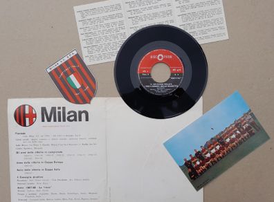 AC MILAN vintage football sticker postcard and record