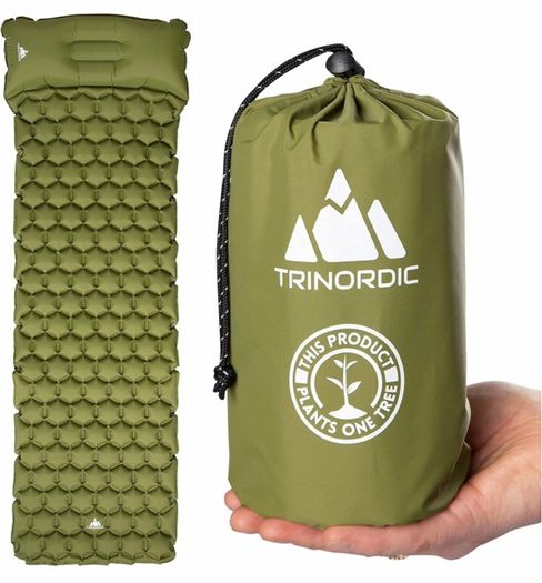 Camping Mat Ultralight Inflatable Sleeping Mattress with Pillow, Folding Lightweight Inflating Single Bed Portable Air Pad