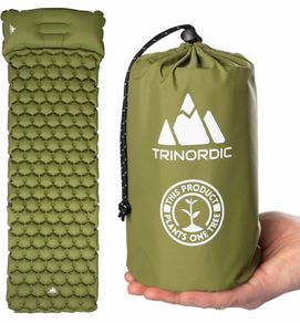 Camping Mat Ultralight Inflatable Sleeping Mattress with Pillow, Folding Lightweight Inflating Single Bed Portable Air Pad