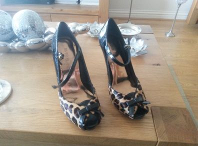 River Island peep toe leopard print shoes