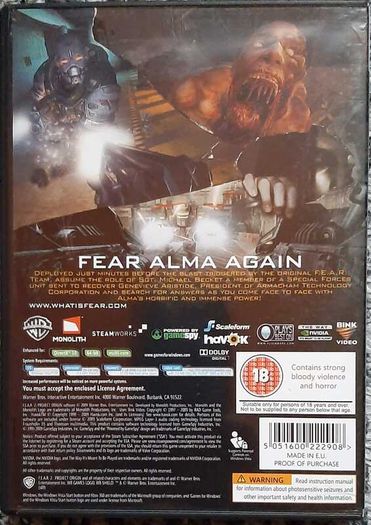 F.E.A.R. 2: Project Origin (PC) Replacement, Display & Collector Copy Only