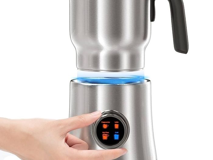 Milk Frother Electric 4-in-1,Rotating Knob LCD Automatic Milk Frothers 304-Stainless-Steel, 500ML Milk Steamer Hot Chocolate & Milk Warmer,Hot & Cold Milk Foamer for Coffee Cappuccino,Latte