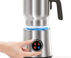 Milk Frother Electric 4-in-1,Rotating Knob LCD Automatic Milk Frothers 304-Stainless-Steel, 500ML Milk Steamer Hot Chocolate & Milk Warmer,Hot & Cold Milk Foamer for Coffee Cappuccino,Latte