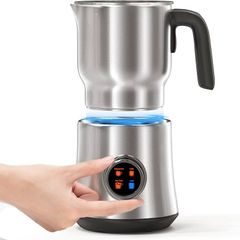 Milk Frother Electric 4-in-1,Rotating Knob LCD Automatic Milk Frothers 304-Stainless-Steel, 500ML Milk Steamer Hot Chocolate & Milk Warmer,Hot & Cold Milk Foamer for Coffee Cappuccino,Latte