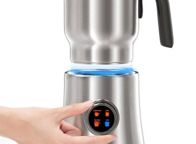 Milk Frother Electric 4-in-1,Rotating Knob LCD Automatic Milk Frothers 304-Stainless-Steel, 500ML Milk Steamer Hot Chocolate & Milk Warmer,Hot & Cold Milk Foamer for Coffee Cappuccino,Latte