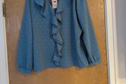 Gallery Blue Ruffle Blouse.  S.18.  B.N.W.T.