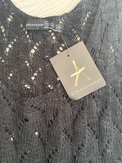 BNWT Atmosphere Black Crochet Vest Top Size 12