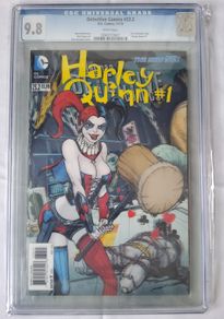 CGC-graded 9.8 copy of Detective Comics #23.2, featuring the 3-D Lenticular (Motion) cover titled "Harley Quinn #1."