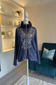 Kapalua Ladies Navy & Silver Long-Sleeved Zip-Up Top