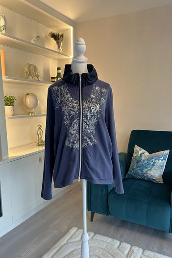 Kapalua Ladies Navy & Silver Long-Sleeved Zip-Up Top