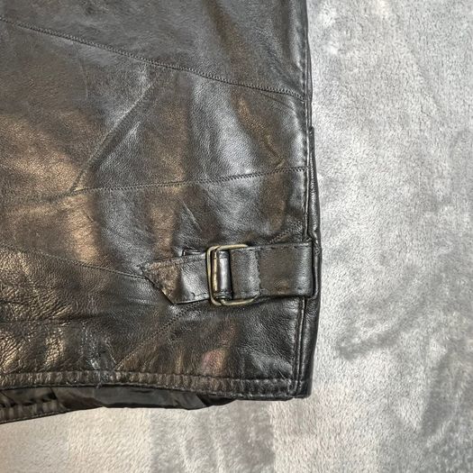 Elazar Leather Utility Vest Black Multi Pocket Outdoor Workwear - Lined - XL