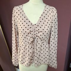 Matalan Papaya UK8 Nude Polka Dot Peplum Top