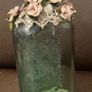 Stunning Vintage Style Altered Art Glass Bottle  Decorative Cross and Floral Detail Image 4
