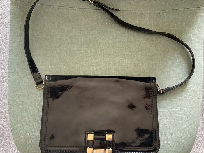 Vintage 80s French black patent bag