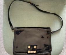 Vintage 80s French black patent bag
