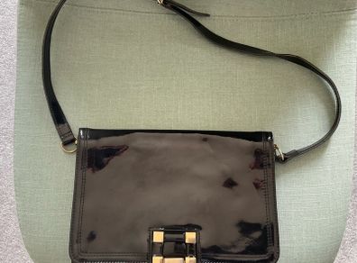 Vintage 80s French black patent bag