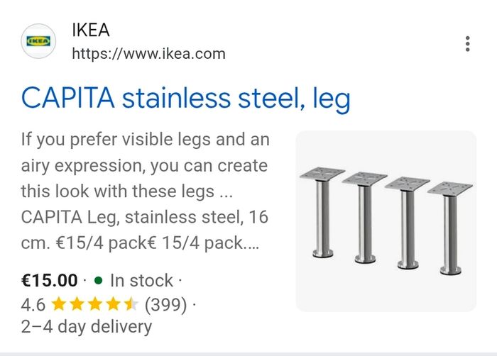 Ikea capita (kitchen legs) x 4