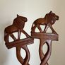 Vintage Hand Carved Teak Wood Lion a spoon and Fork Image 5