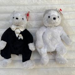 Ty Beanie Baby Bride and Groom Wedding Bear Plush 2002 Set of 2 Used Dirty Please see pictures