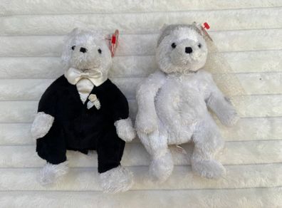 Ty Beanie Baby Bride and Groom Wedding Bear Plush 2002 Set of 2 Used Dirty Please see pictures