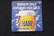 Harp Lager - Sparkles Gold Explodes with Cold - Vintage 1980s Beer Mat
