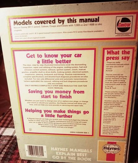 Haynes Nissan/Datsun Sunny Owner Workshop Manual.