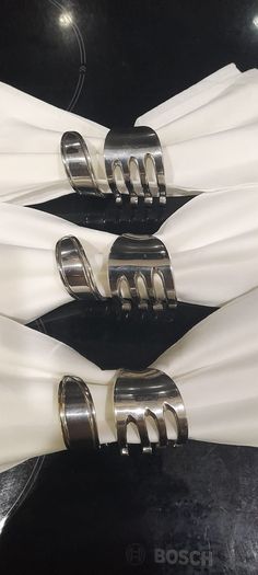 3 Twisted Silver Toned Napkin Forks