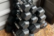 116kg used hex rubber dumbbells