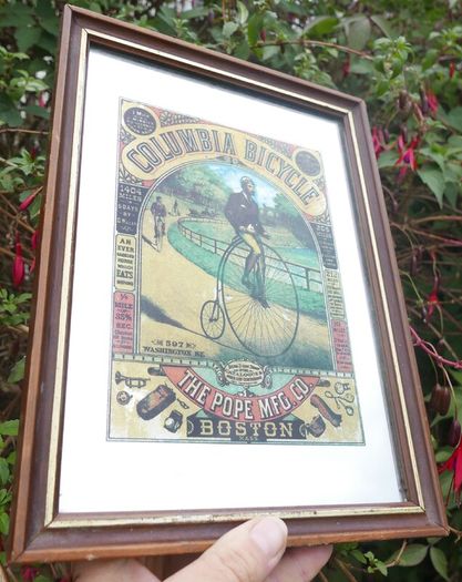 Vintage Columbia Bicycle mirror - Pope Mfg Co advertising